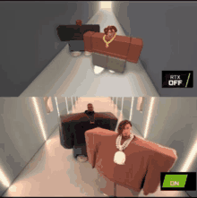 a video game with rtx on and off