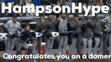 a group of baseball players standing next to each other with the words congratulates you on a domer on the bottom