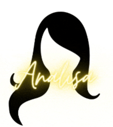 a silhouette of a woman 's head with the word analisa written in yellow