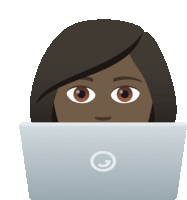 a woman 's face is behind a laptop with a g on it