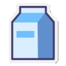 a sticker of a blue carton of milk on a white background .