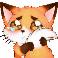 a cartoon of a fox with tears in its eyes