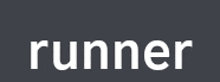 the word runner is written in white letters on a black background