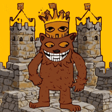 a cartoon of a bear with a crown on his head