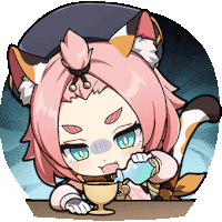 a cartoon drawing of a cat girl drinking from a bottle