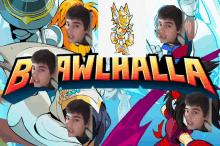 a poster for a video game called brawlhalla with a boy 's face on it