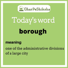 a green poster with the word today 's word borough on it