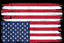 the american flag is painted on a black background with brush strokes .