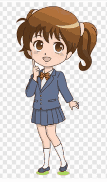 a cartoon girl in a school uniform is thinking .