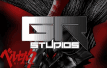 a logo for gn studios with a black and red background