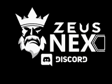 a logo for zeus nexi discord with a bearded man wearing a crown