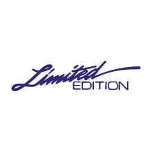 a limited edition logo in blue on a white background