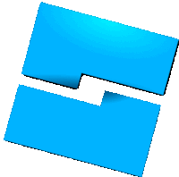 two blue rectangles are stacked on top of each other with a white background