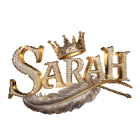 a sarah logo with a crown and feather