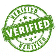 a green stamp with the word verified written on it .