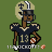 a pixel art drawing of a football player with the number 13 on his jersey