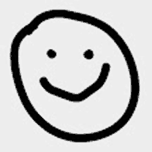 a black and white drawing of a smiling face in a circle .