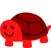 a red turtle with a smiling face on its shell