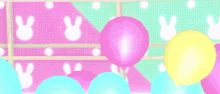 a close up of a person 's hand reaching up towards a pink balloon .