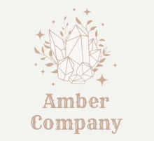 a logo for amber company shows a crystal with leaves and stars