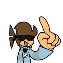 a cartoon character wearing sunglasses and a necklace giving a thumbs up sign