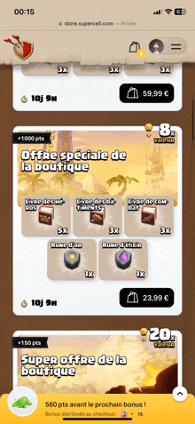 a screenshot of a game that says super offre de la boutique on it