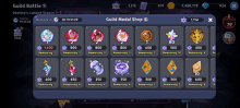 a screenshot of a guild medal shop in a game called guild battle