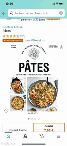 a screenshot of a book called pates on amazon.fr