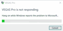 vegas pro is not responding hang on while windows reports the problem to microsoft ... cancel