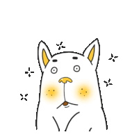 a drawing of a dog with a yellow nose and ears