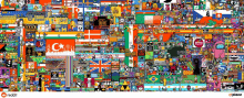 a colorful collage of icons and logos including one that says g on it