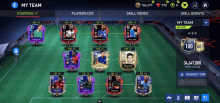 a screenshot of a soccer game showing the starting 11