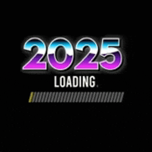 a loading bar for the year 2025 on a black background