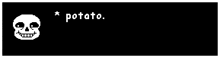 a black background with a skull and the word potato