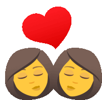 a couple of faces with a heart above them