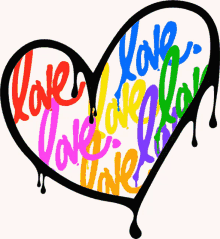 a colorful heart with the words love written on it