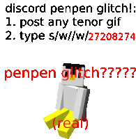 a picture of a penguin with the words " discord penpen glitch " on it