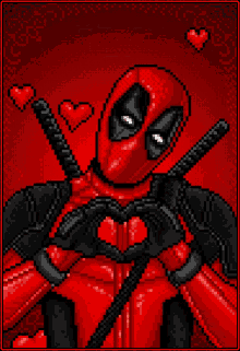 a pixel art of deadpool with the words " almost as much as chimichangas " on the bottom