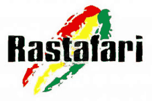 the word rastafari is written in black on a white background with a rainbow of colors .