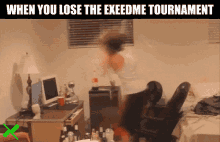 a screenshot of a video game with the words when you lose the exeedme tournament