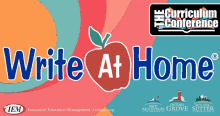 an advertisement for the curriculum conference with an apple and the words write at home