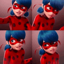 ladybug from miraculous ladybug is shown in four different facial expressions