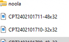 a computer screen shows a folder called noola with three files in it