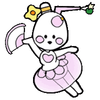 a cartoon drawing of a rabbit wearing a pink tutu and holding a star .