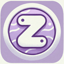 a purple and white circle with a letter z in it