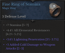 fine ring of stamina is a magic ring that has 3 defense level