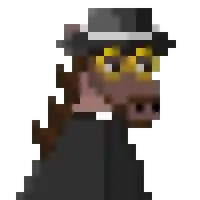 a pixel art of a horse wearing a top hat and glasses