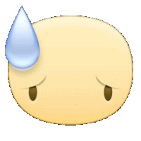 a yellow smiley face with a drop of sweat on its forehead