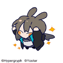 a cartoon drawing of a rabbit with the words hypergryph yostar below it