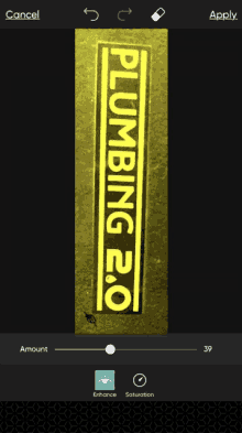 a yellow sign that says plumbing 2.0 is being edited